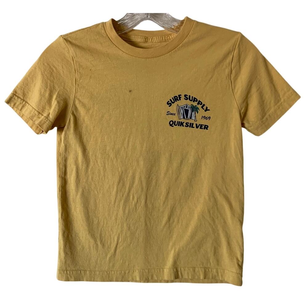 Quicksilver Boys Small Big Kids Surf Supply 1969 Yellow Short Sleeve Tee T Shirt